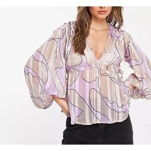 ASOS‎ DESIGN volume long sleeve with Peplum Design Size 2